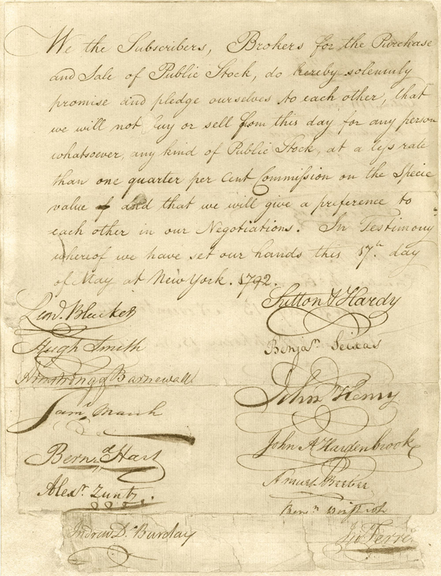 Buttonwood Agreement, 17.05.1792