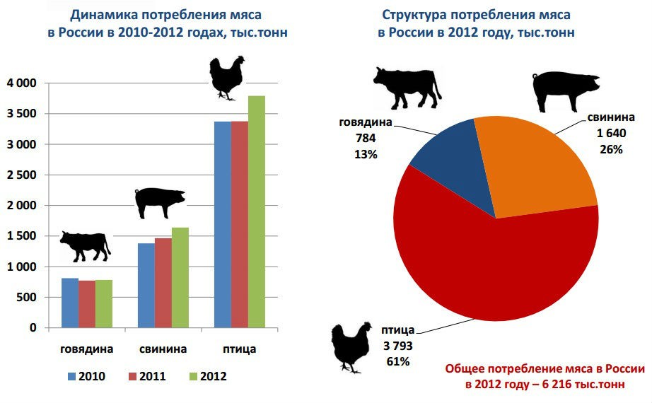 потребления мяса в России