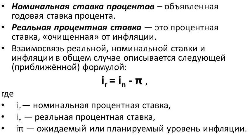 Что представляет собой номинальная ставка при расчете уровня инфляции в инвестиционном проекте