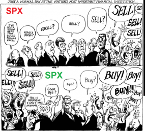 Карикатура про сентимент на рынке