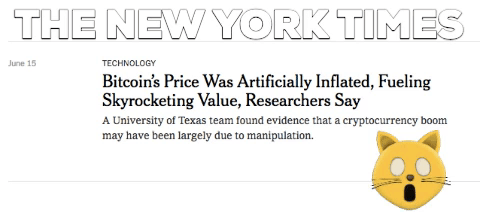 The New York Times: цена биткоина была искусственно завышена в прошлом году